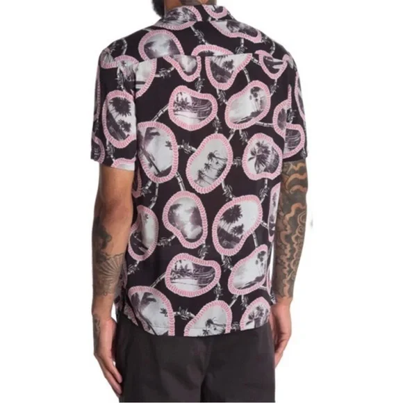 All Saints Islandz Palm Tree Print Button Down Short Sleeve - Picture 2 of 12